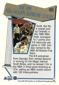 1991-92 Hoops Dennis Scott SC #485 card back image