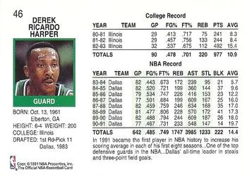 1991-92 Hoops Derek Harper #46 card back image