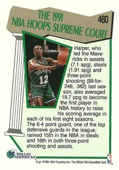 1991-92 Hoops Derek Harper SC #460 card back image