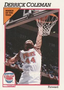 1991-92 Hoops Derrick Coleman ROY #134 card image