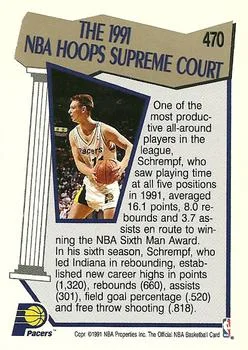 1991-92 Hoops Detlef Schrempf SC #470 card back image