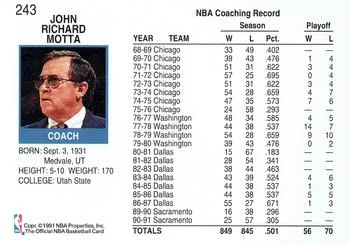 1991-92 Hoops Dick Motta CO #243 card back image