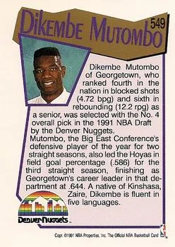 1991-92 Hoops Dikembe Mutombo Draft Picks #549 card back image
