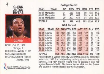 1991-92 Hoops Doc Rivers #4 card back image