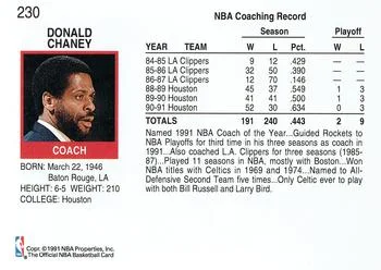 1991-92 Hoops Don Chaney CO #230 card back image