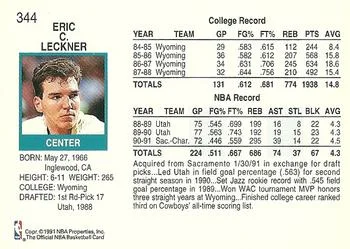 1991-92 Hoops Eric Leckner #344 card back image