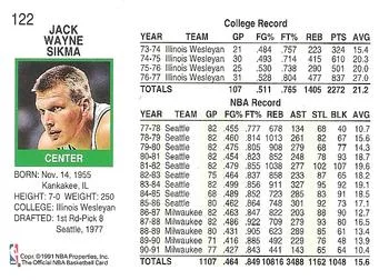1991-92 Hoops Jack Sikma #122 card back image