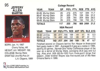 1991-92 Hoops Jeff Martin #95 card back image