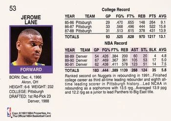 1991-92 Hoops Jerome Lane #53 card back image