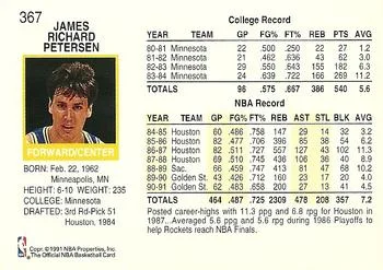 1991-92 Hoops Jim Petersen #367 card back image