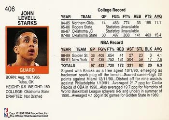1991-92 Hoops John Starks #406 card back image