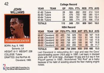 1991-92 Hoops John Williams #42 card back image