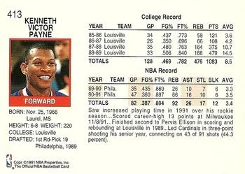 1991-92 Hoops Kenny Payne #413 card back image