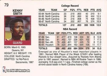 1991-92 Hoops Kenny Smith #79 card back image