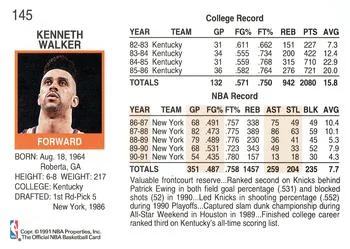 1991-92 Hoops Kenny Walker #145 card back image