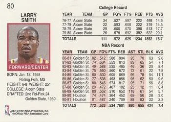 1991-92 Hoops Larry Smith #80 card back image