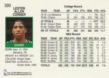 1991-92 Hoops Lester Conner #390 card back image