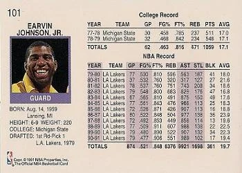 1991-92 Hoops Magic Johnson #101 card back image