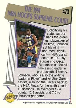 1991-92 Hoops Magic Johnson SC #473 card back image