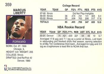 1991-92 Hoops Marcus Liberty #359 card back image