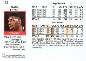 1991-92 Hoops Mark Bryant #172 card back image