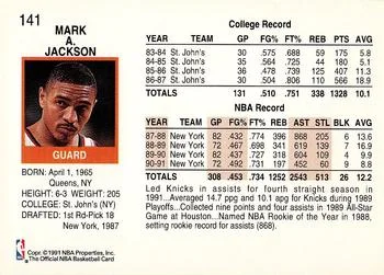1991-92 Hoops Mark Jackson #141 card back image