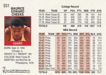1991-92 Hoops Maurice Cheeks #331 card back image