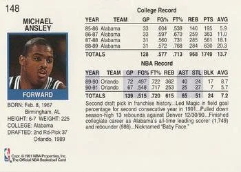 1991-92 Hoops Michael Ansley #148 card back image