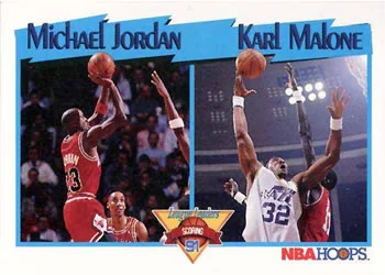 1991-92 Hoops Michael Jordan / Karl Malone LL #306 card image