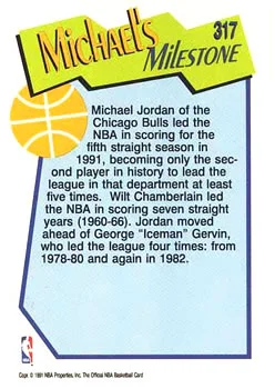 1991-92 Hoops Michael Jordan MS #317 card back image