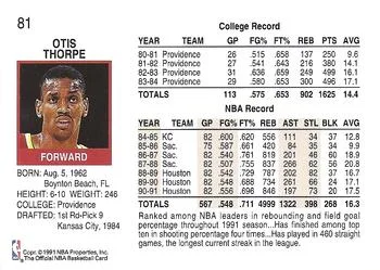 1991-92 Hoops Otis Thorpe #81 card back image