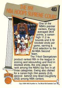 1991-92 Hoops Patrick Ewing SC #483 card back image