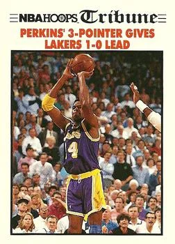 1991-92 Hoops Perkins' 3-Pointer Gives Lakers 1-0 Lead TRIB #538 card image