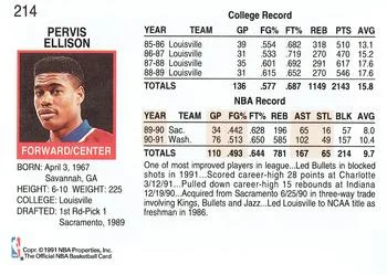 1991-92 Hoops Pervis Ellison #214 card back image