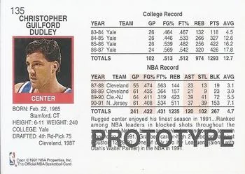 1991-92 Hoops Chris Dudley PROTO [Prototypes] Prototypes #135 card back image