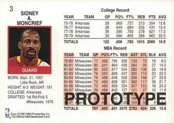 1991-92 Hoops Sidney Moncrief PROTO [Prototypes] Prototypes #3 card back image