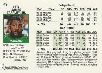1991-92 Hoops Roy Tarpley #49 card back image