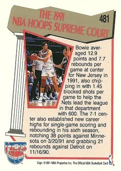 1991-92 Hoops Sam Bowie SC #481 card back image