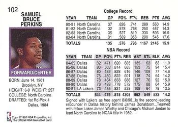 1991-92 Hoops Sam Perkins #102 card back image