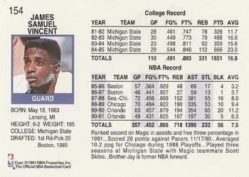 1991-92 Hoops Sam Vincent #154 card back image