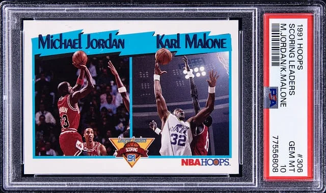 1991-92 Hoops Scoring Leaders Michael Jordan/Karl Malone #306 card image