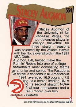 1991-92 Hoops Stacey Augmon Draft Picks #554 card back image
