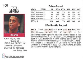 1991-92 Hoops Tate George #400 card back image