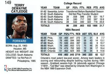 1991-92 Hoops Terry Catledge #149 card back image