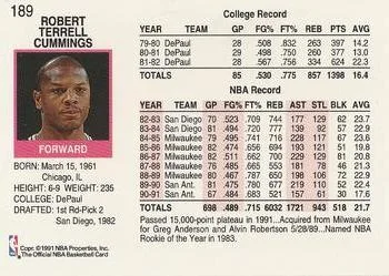 1991-92 Hoops Terry Cummings #189 card back image
