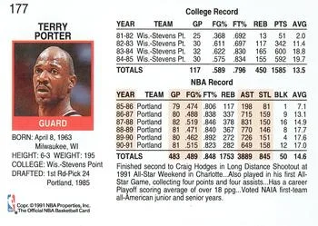 1991-92 Hoops Terry Porter #177 card back image