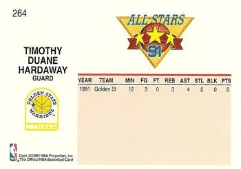 1991-92 Hoops Tim Hardaway #264 card back image