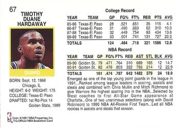 1991-92 Hoops Tim Hardaway #67 card back image