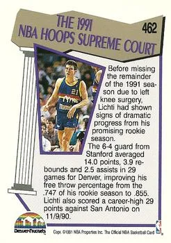 1991-92 Hoops Todd Lichti SC #462 card back image