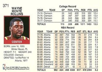 1991-92 Hoops Tree Rollins #371 card back image